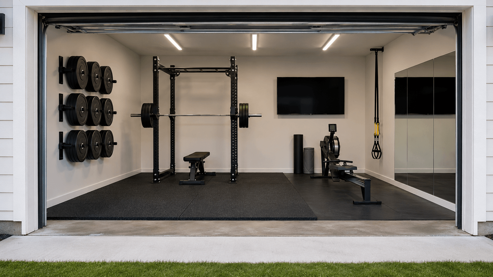 Garage conversion into a home gym
